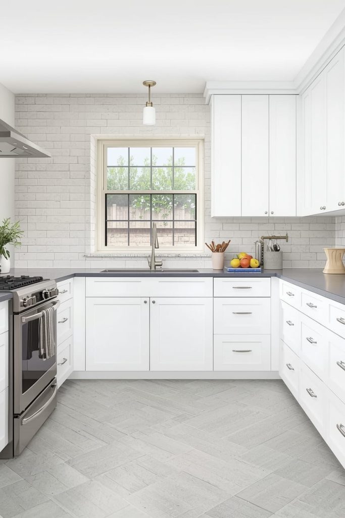 Concrete-Look Gray Kitchen Floor Tiles for Industrial Style