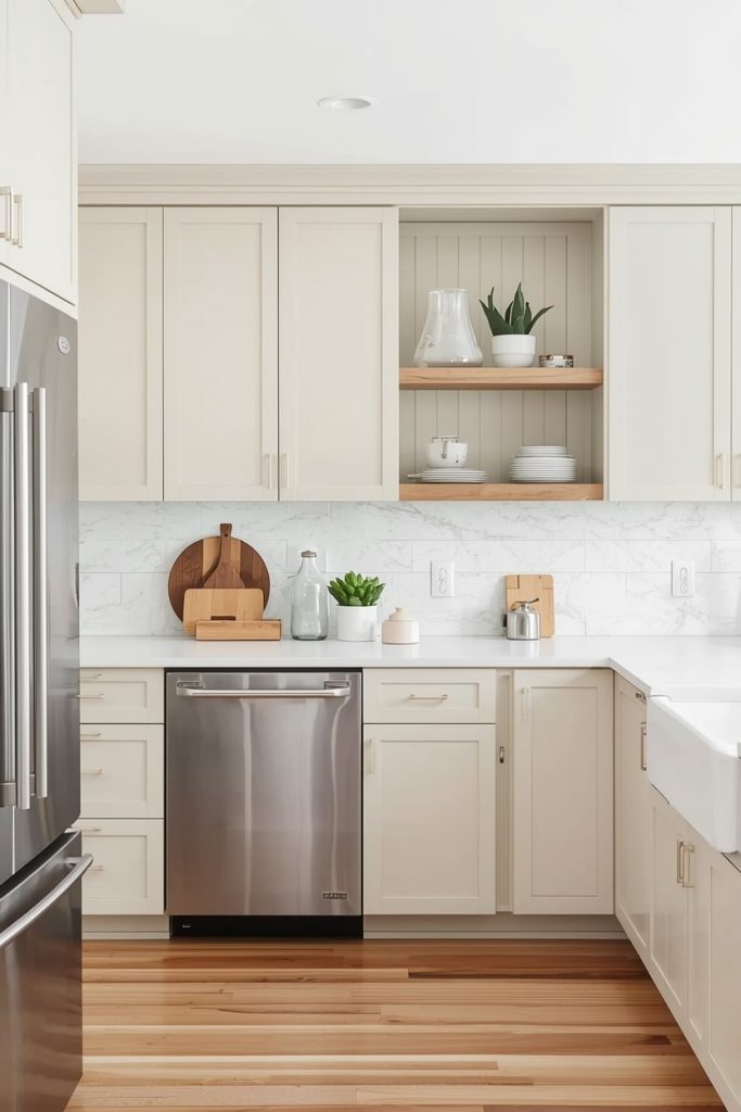 Cream Kitchen Cabinets for Small Space