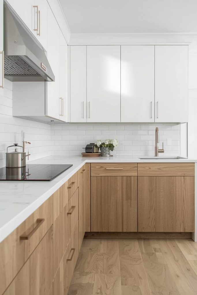 Cream and Wood Kitchen Cabinet Color Combination