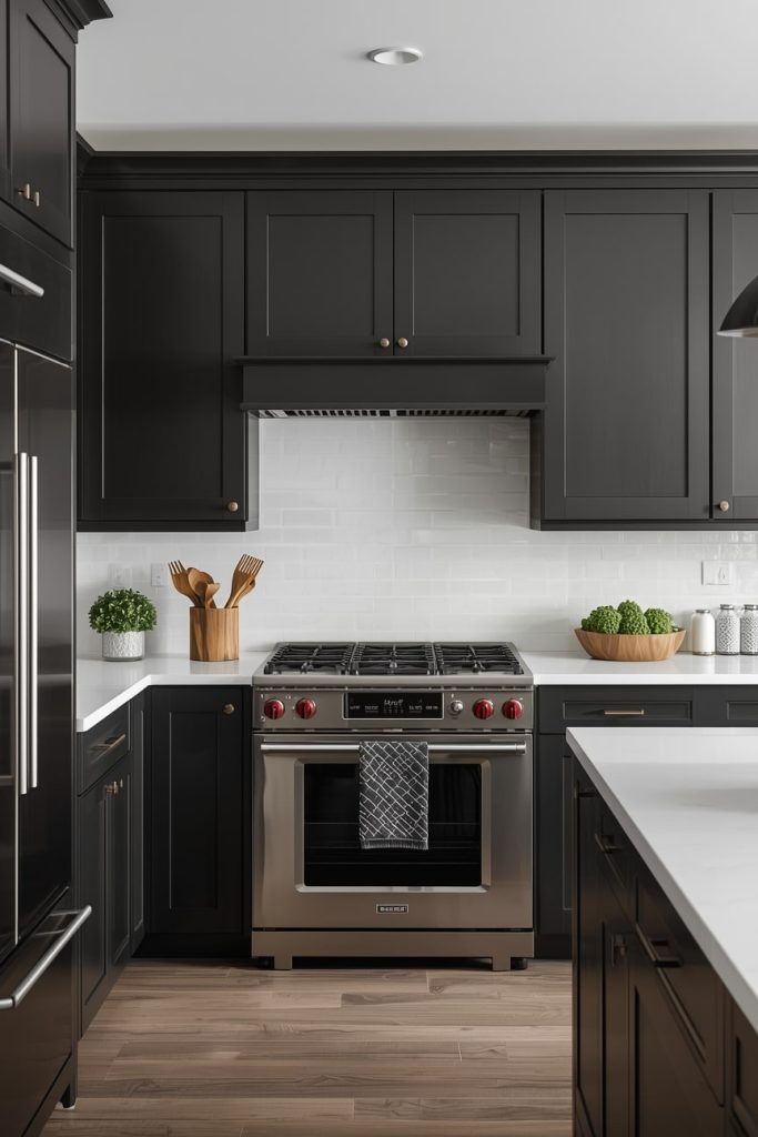 Dark Cabinets with White Countertops