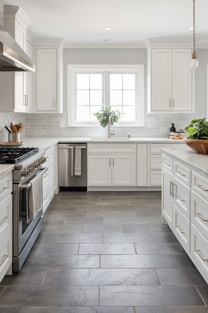 Dark Gray Kitchen Floor Tiles for a Bold, Modern Statement