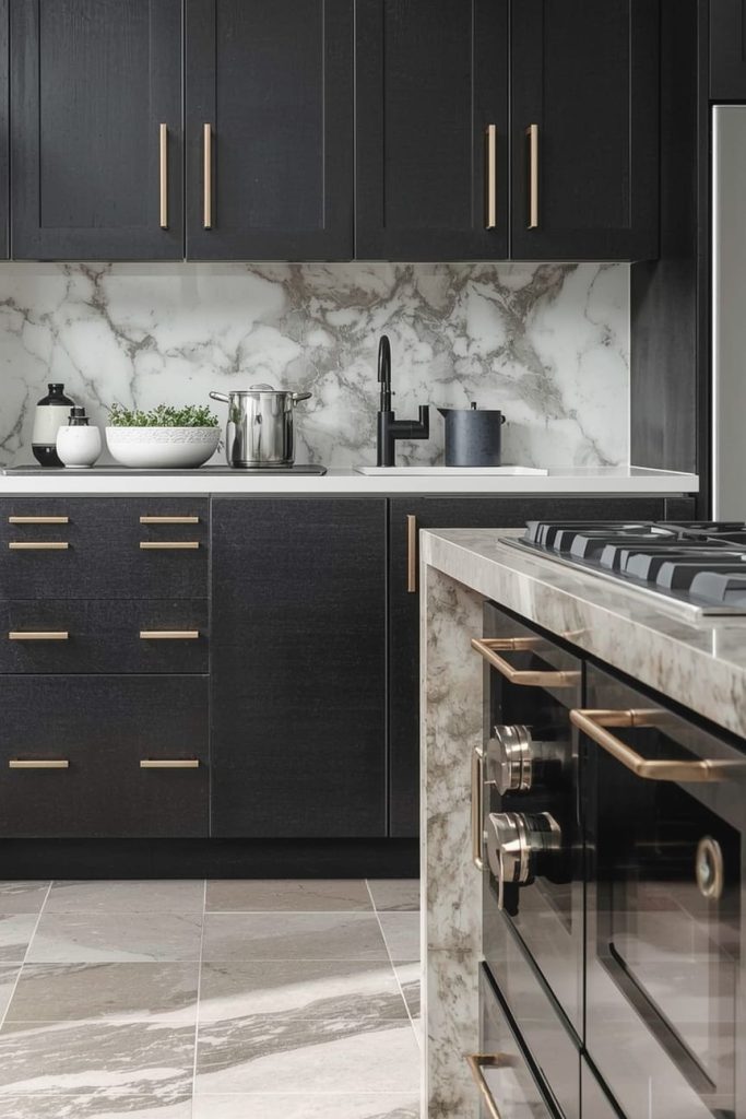 Farmhouse-Style Black Kitchen Cabinets
