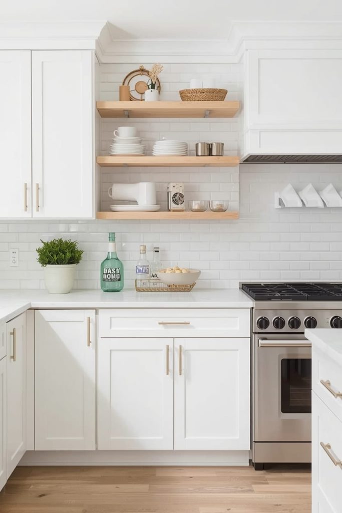 Farmhouse-Style White Kitchen Cabinets