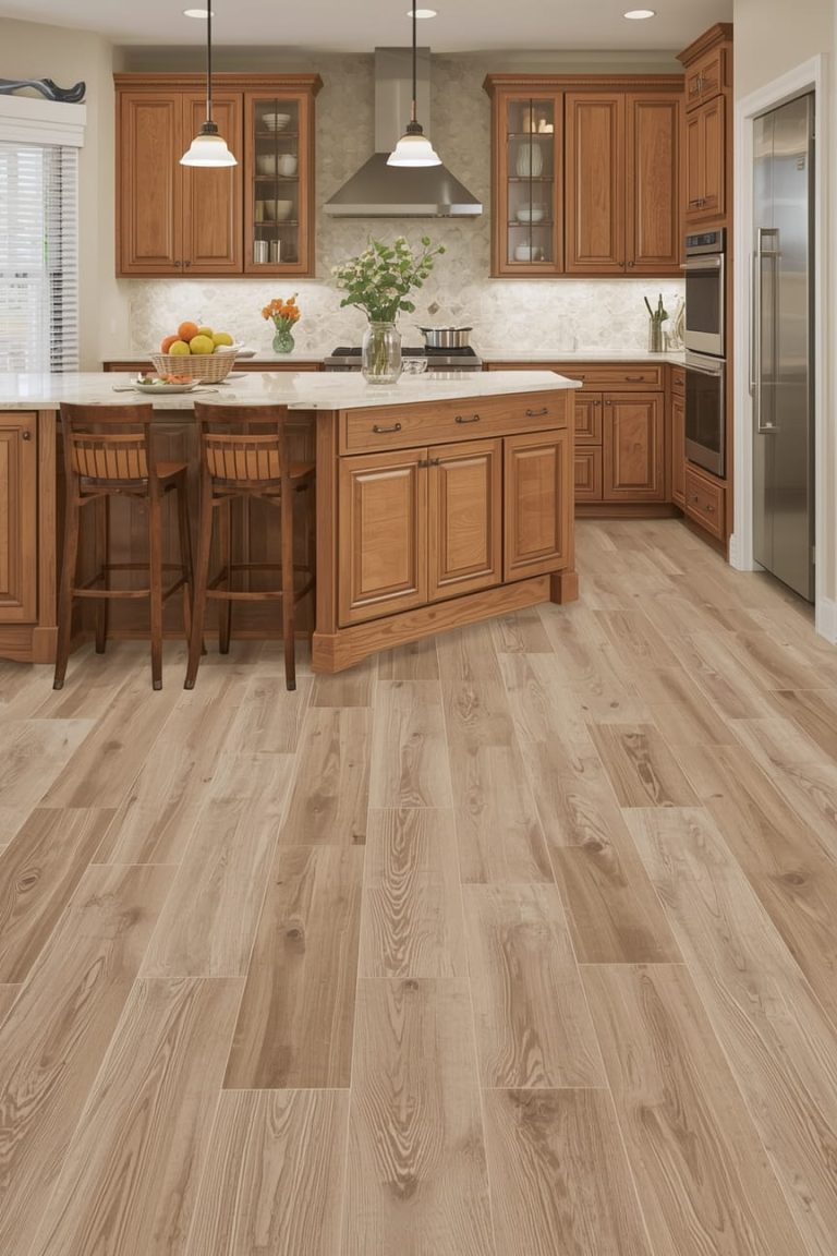 11 Kitchen Flooring Ideas with Wood Cabinets That Look Amazing