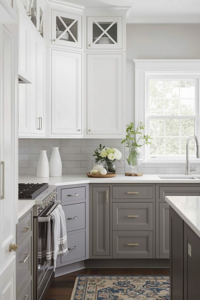 Gray and Wood Kitchen Cabinet Color Combination