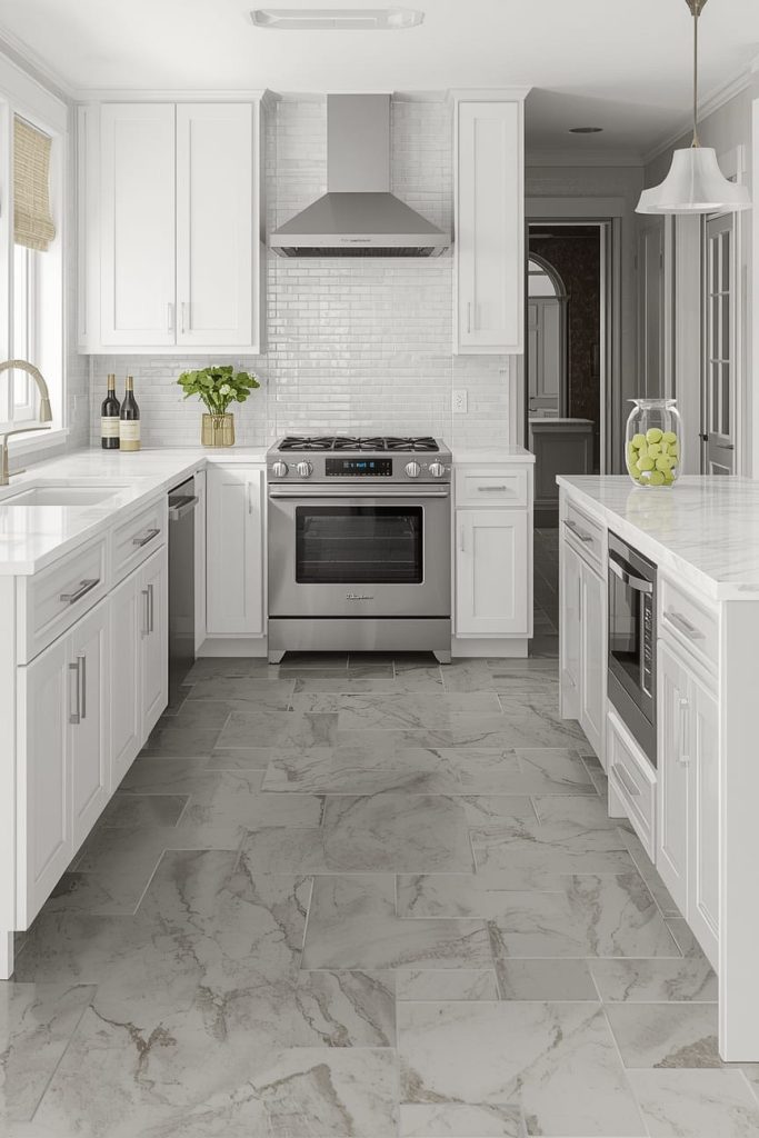 Light Gray Kitchen Flooring for Modern Neutral Style