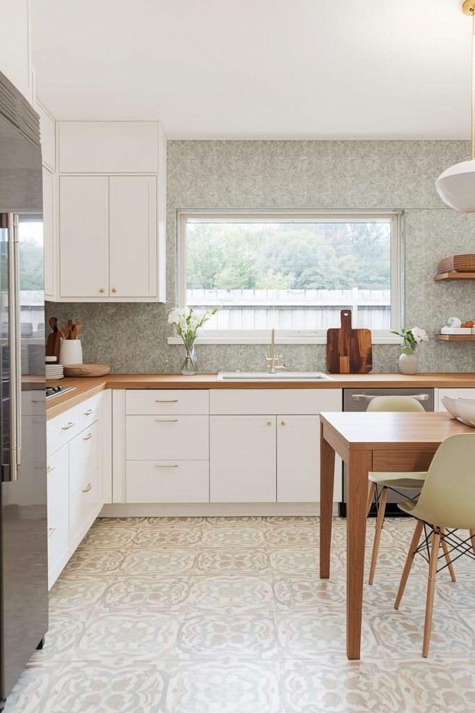 Linoleum Tile Kitchen Flooring for Flexible Design Patterns