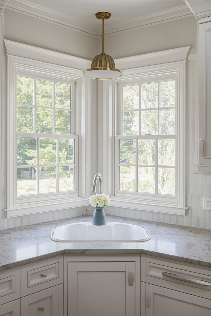Minimalist Corner Kitchen Window for Clean Aesthetics