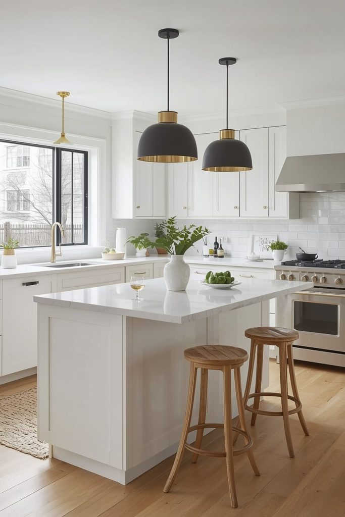 Minimalist White Kitchen with Island Simplicity