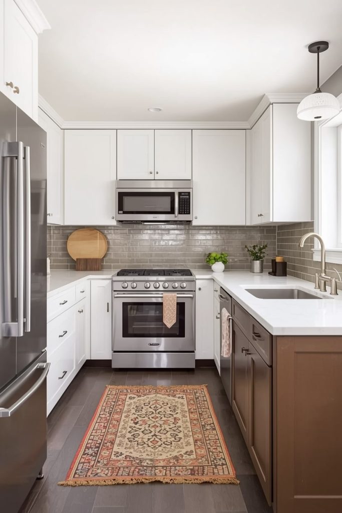 Modern Brown and White Kitchen with Sleek Finishes