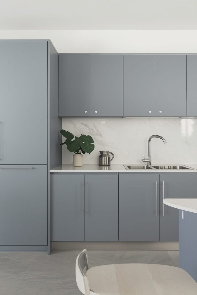 Modern Flat-Panel Grey Kitchen Cabinets