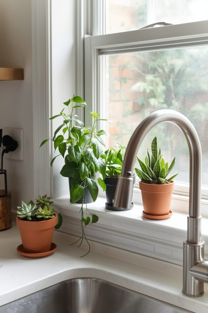 Modern Kitchen Window Plant Styling