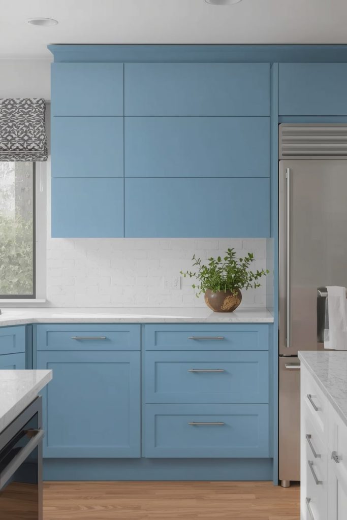 Modern Retro Blue Kitchen with Updated Finishes