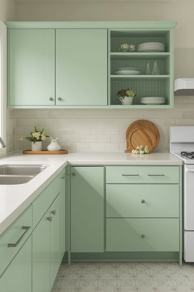 Modern Retro Green Kitchen with Updated Finishes