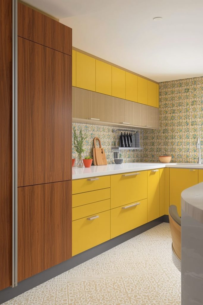 Mustard Yellow Cabinets for Bold Retro Style