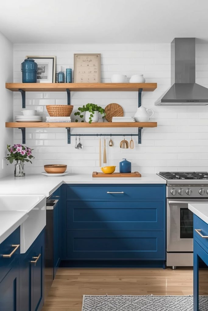 Navy Blue and White Kitchen for a Bold Statement
