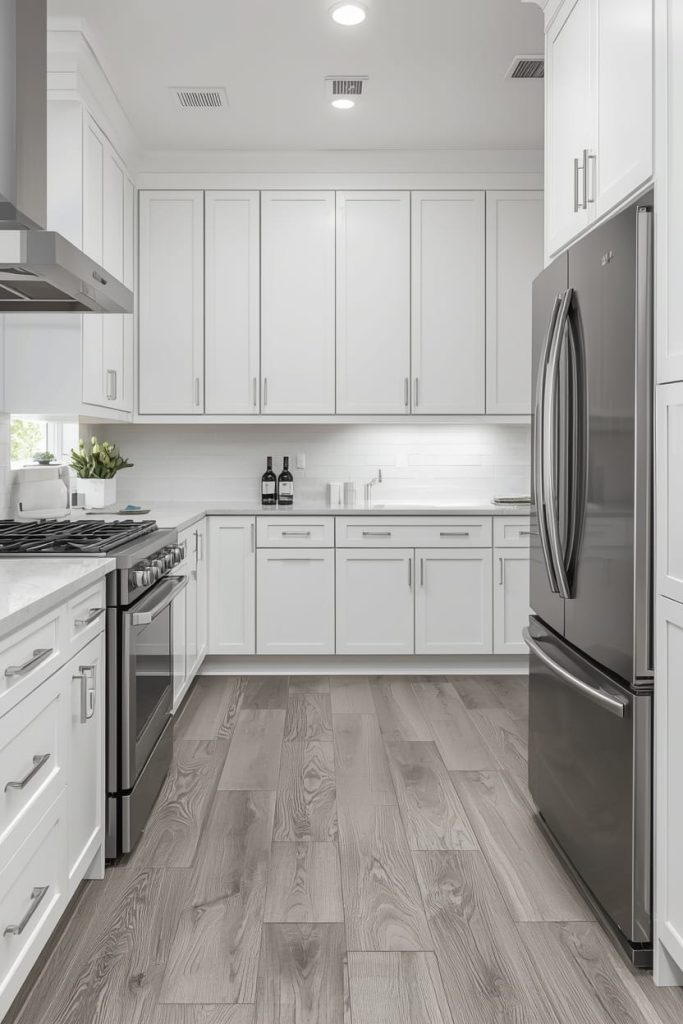 Neutral Kitchen Floors With White Cabinets for Balanced Design