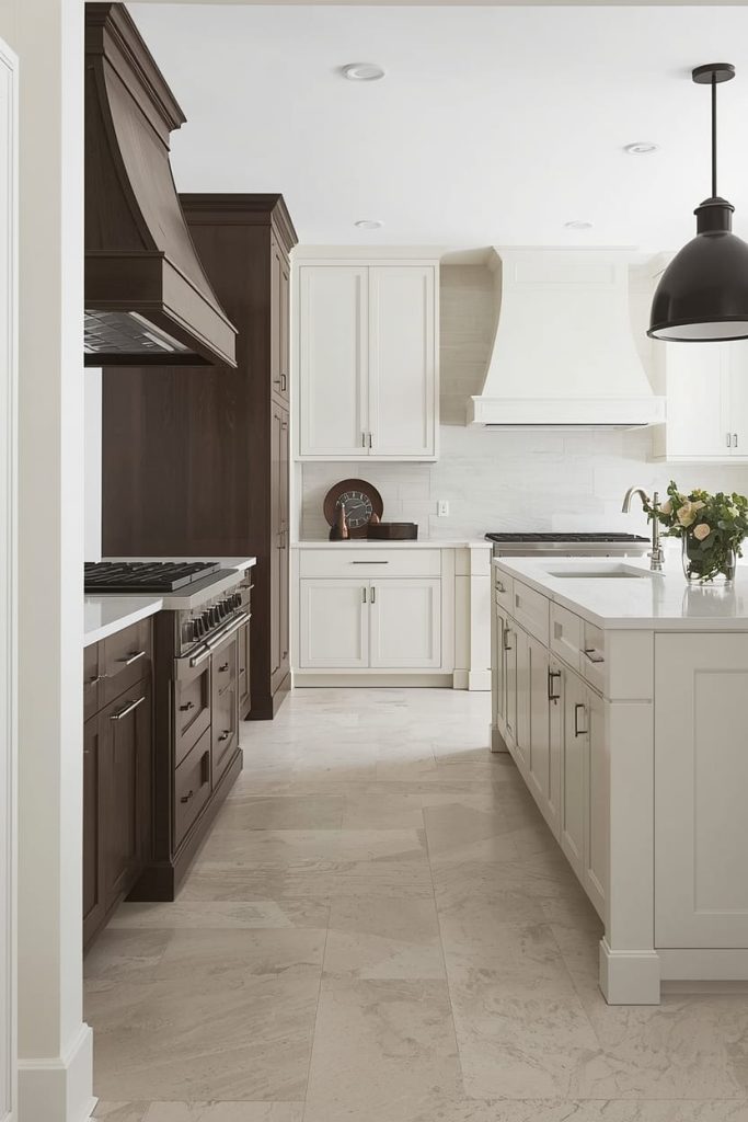 Neutral Stone Flooring Kitchen for Organic Texture