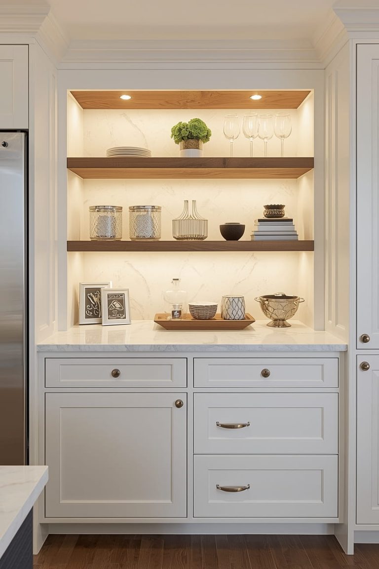 Open Kitchen Cabinets Modern Style with Clean Lines