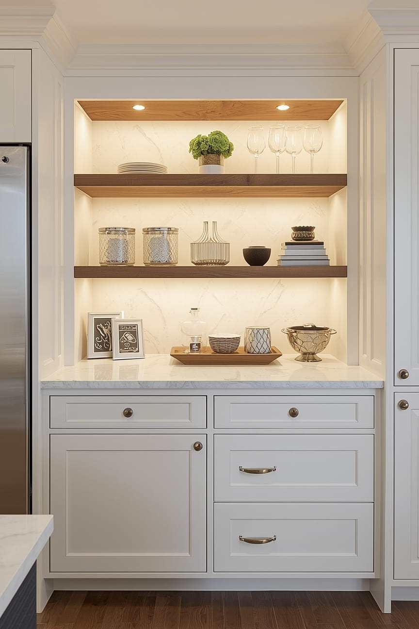 Open Kitchen Cabinets Modern Style with Clean Lines