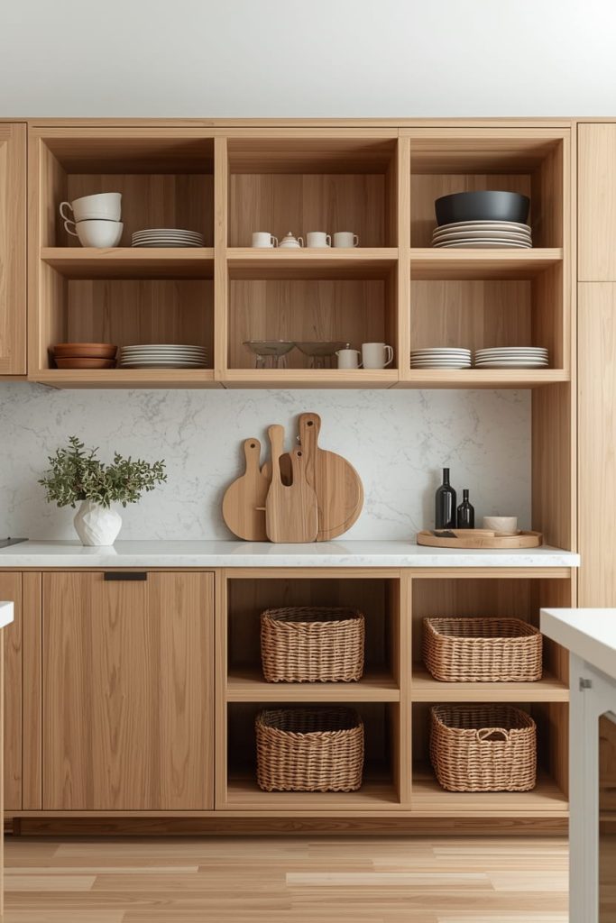 Open Kitchen Cabinets with Shelves for Everyday Storage