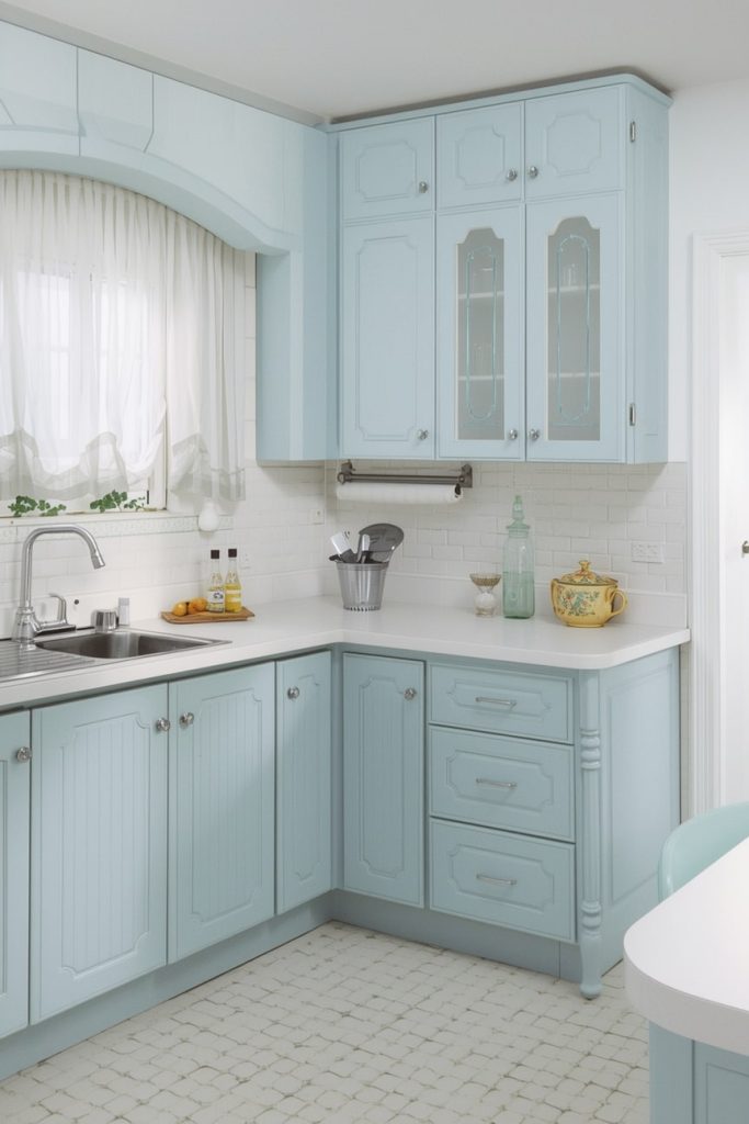 Pastel Blue Retro Kitchen Inspired by the 1950s
