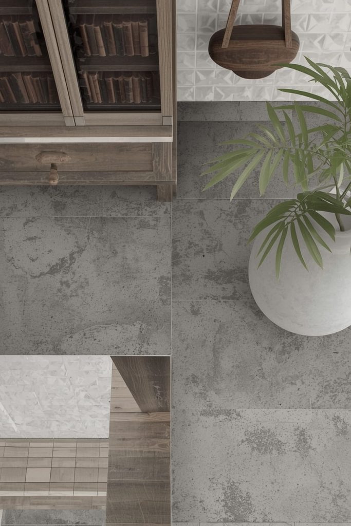 Patterned Gray Tile Kitchen Floor for Visual Interest