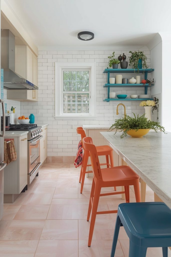 Peach and Teal 80s Kitchen Color Palette