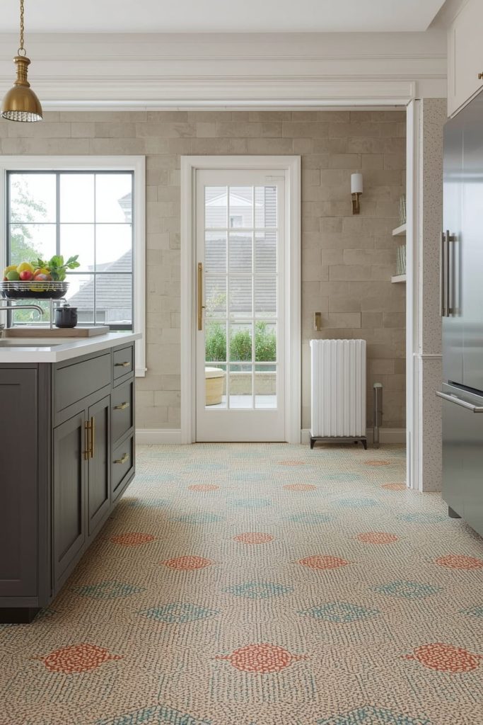 Retro Linoleum Kitchen Floor Inspired by Mid-Century Design