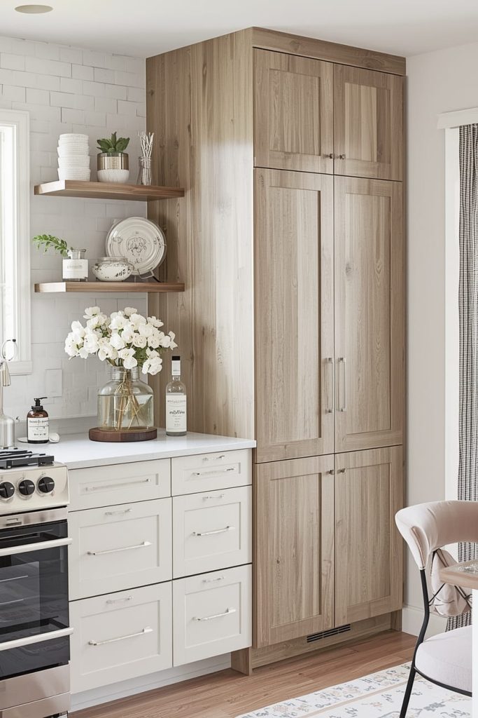 Side of Kitchen Cabinet Decor Ideas Using Open Shelves