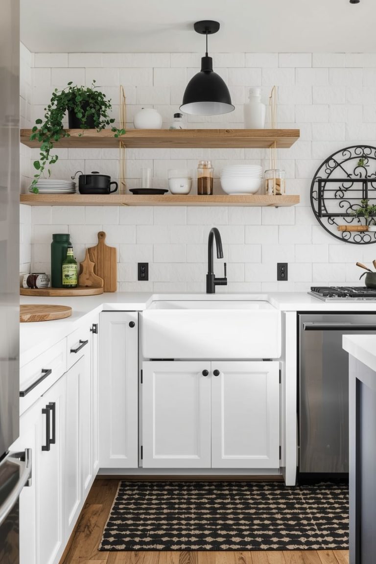 Small Black and White Farmhouse Kitchen Ideas-min