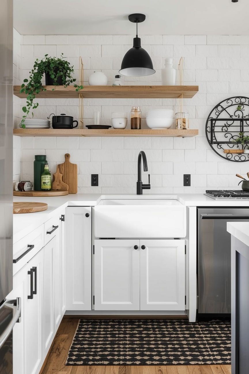 Small Black and White Farmhouse Kitchen Ideas-min