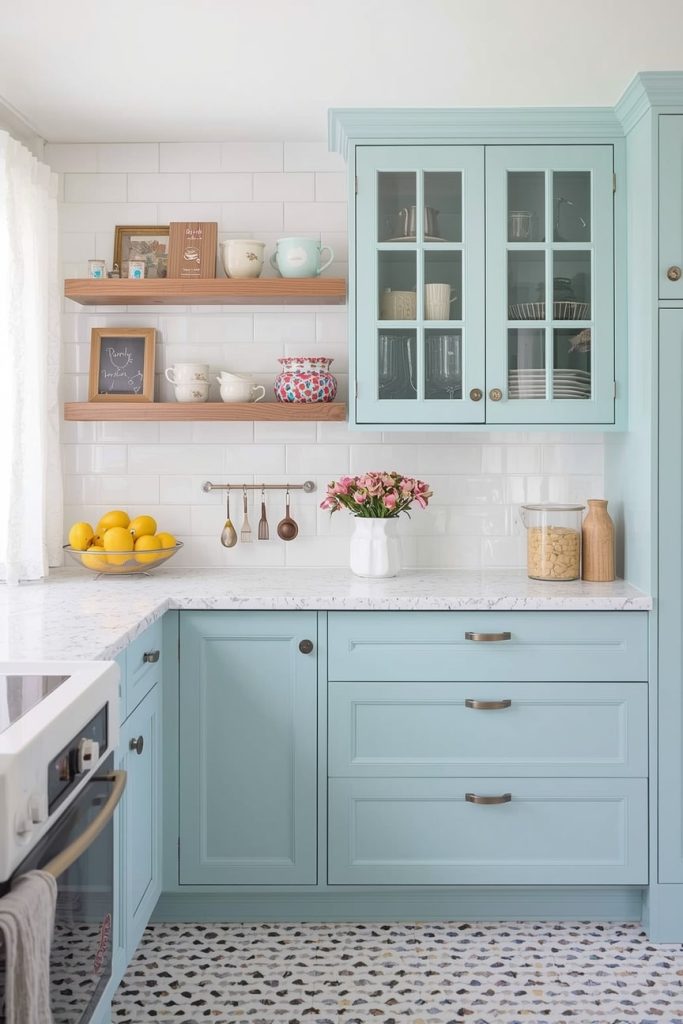 Small Retro Blue Kitchen Ideas That Feel Open