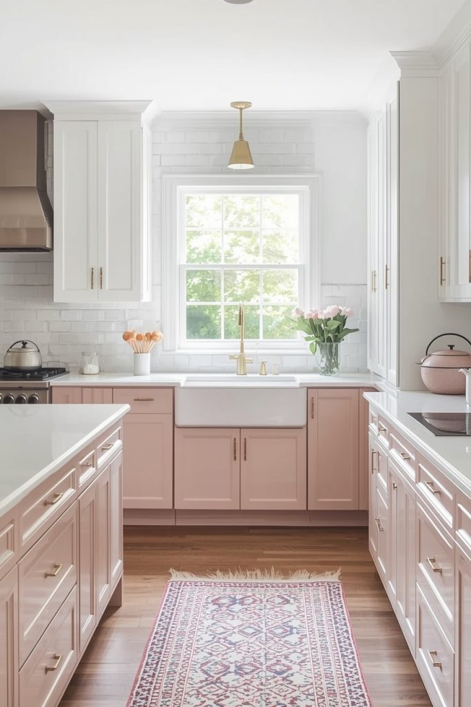 Soft Blush Pink and White Kitchen for a Timeless Look