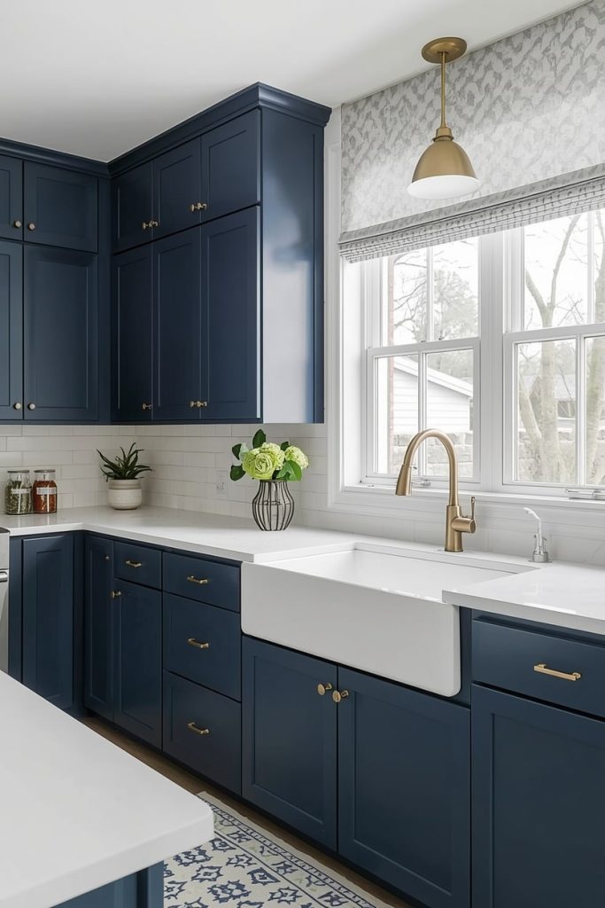 Two-Tone Blue and White Kitchen Cabinets