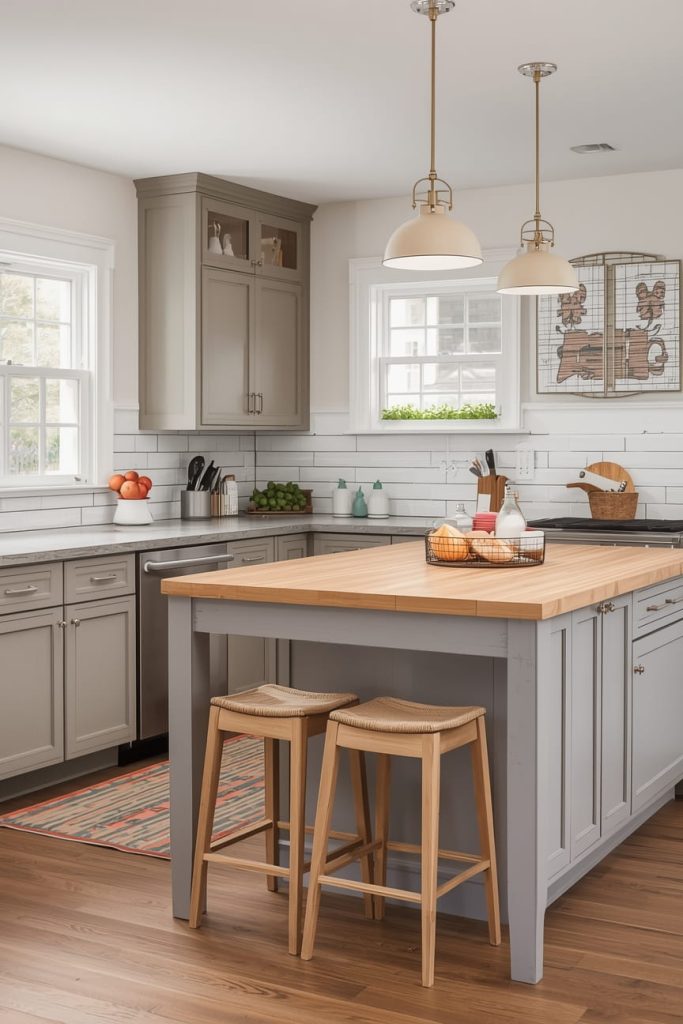 Two-Tone Farmhouse Cabinets for Added Depth