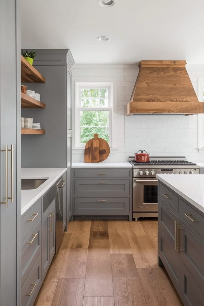 Two-Tone Grey Kitchen Cabinets for Visual Interest