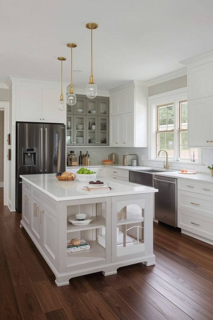 Two Tone Kitchen Cabinets with a Contrasting Island