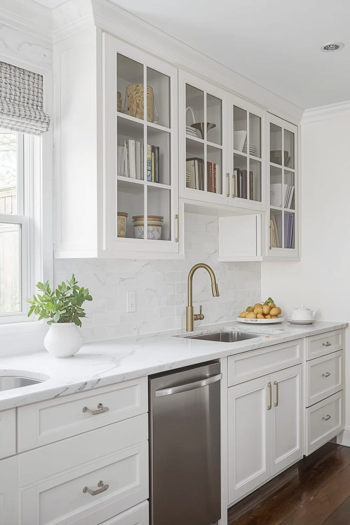 Upper Cabinets with Crown Molding Detail