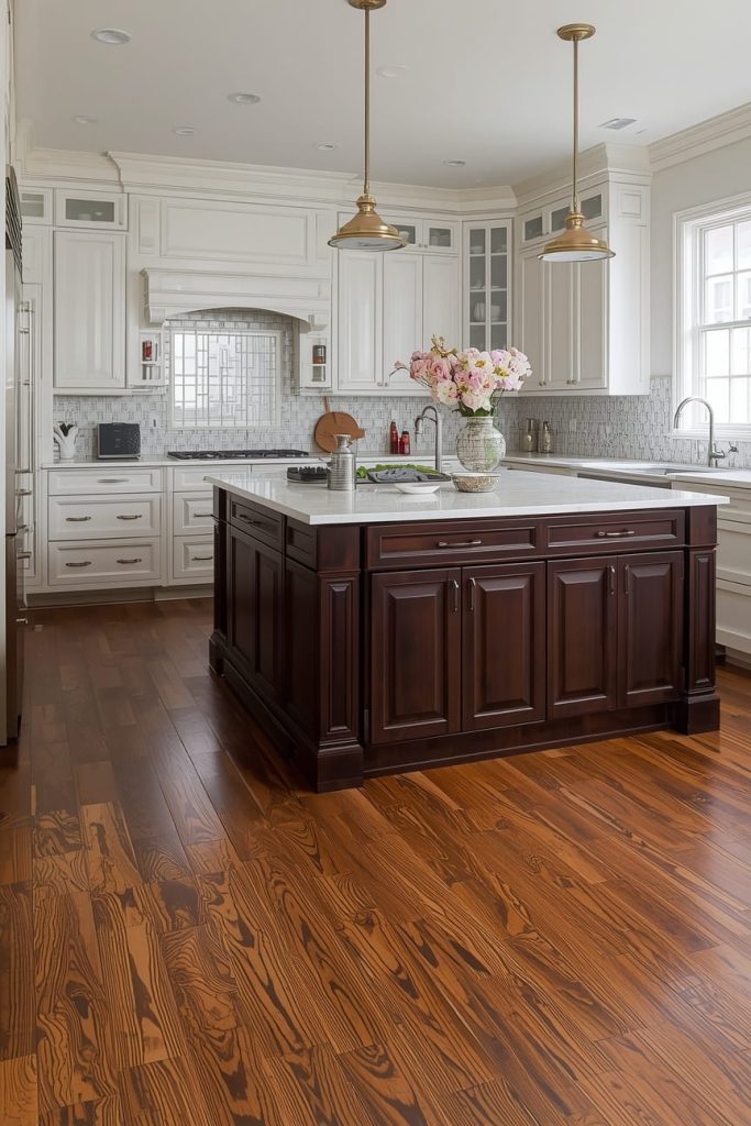 Warm-Toned Wood Flooring for Cozy Kitchens
