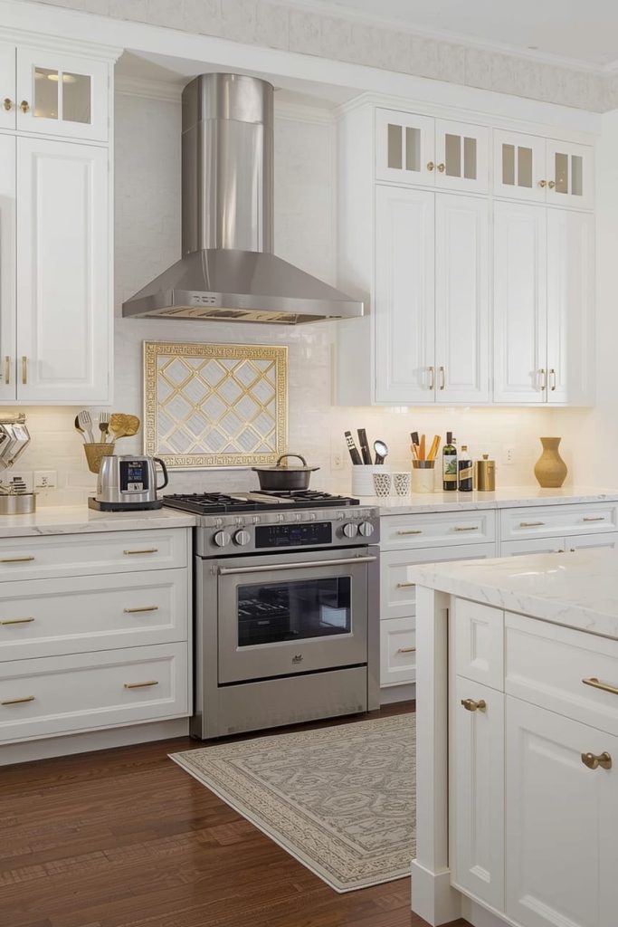 White Kitchen Cabinets in a Small Kitchen Layout