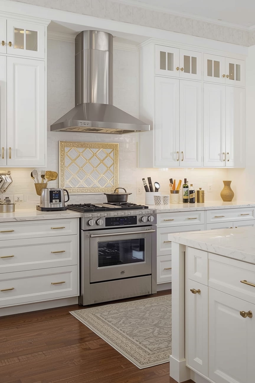 White Kitchen Cabinets in a Small Kitchen Layout