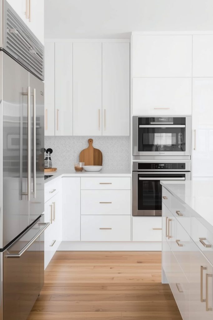 White Kitchen Cabinets with Wood Accents for Natural Warmth