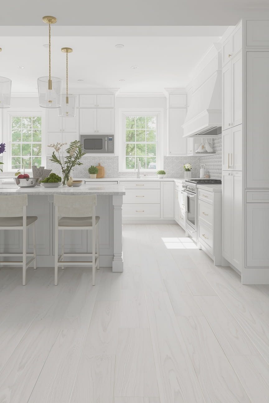 White Kitchen Flooring for Small Spaces