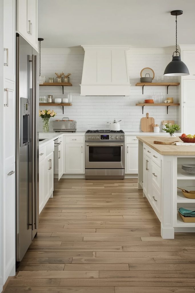 Wide Plank Wood Kitchen Flooring for a Modern Look