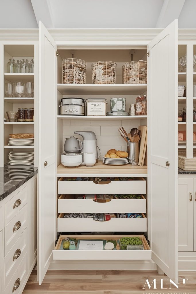 Wood Tall Kitchen Cabinet Designs for Warmth and Character