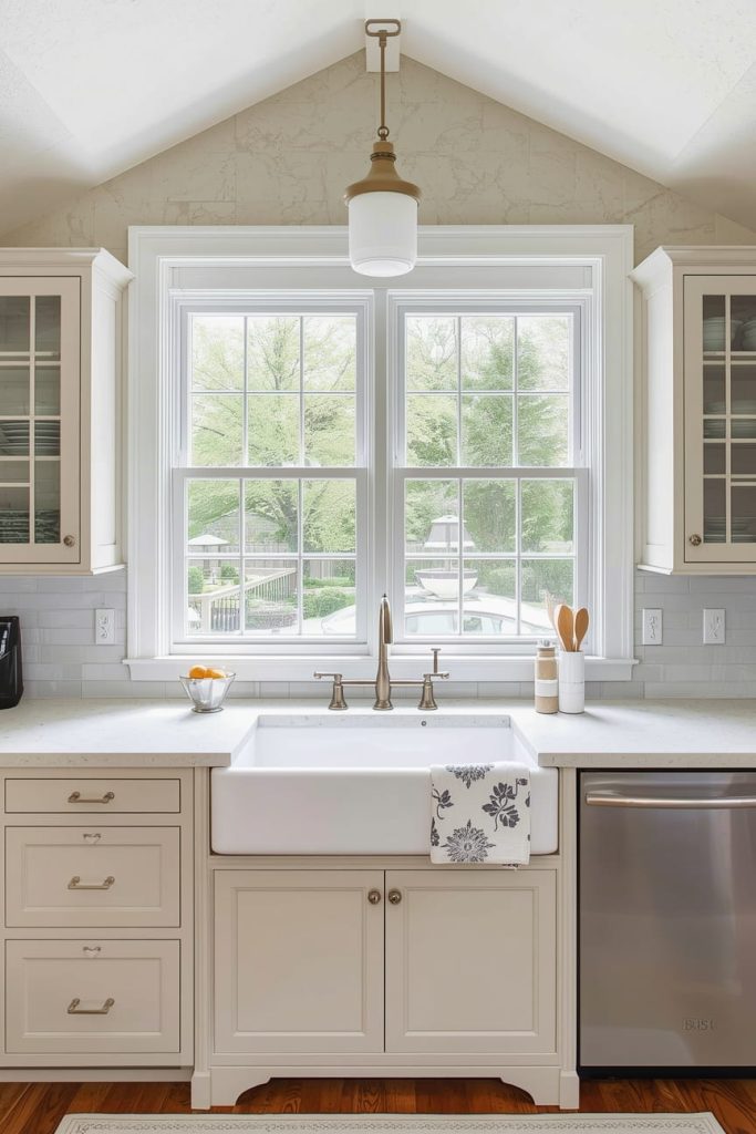 Cottage Style Kitchen Window with Divided Panes