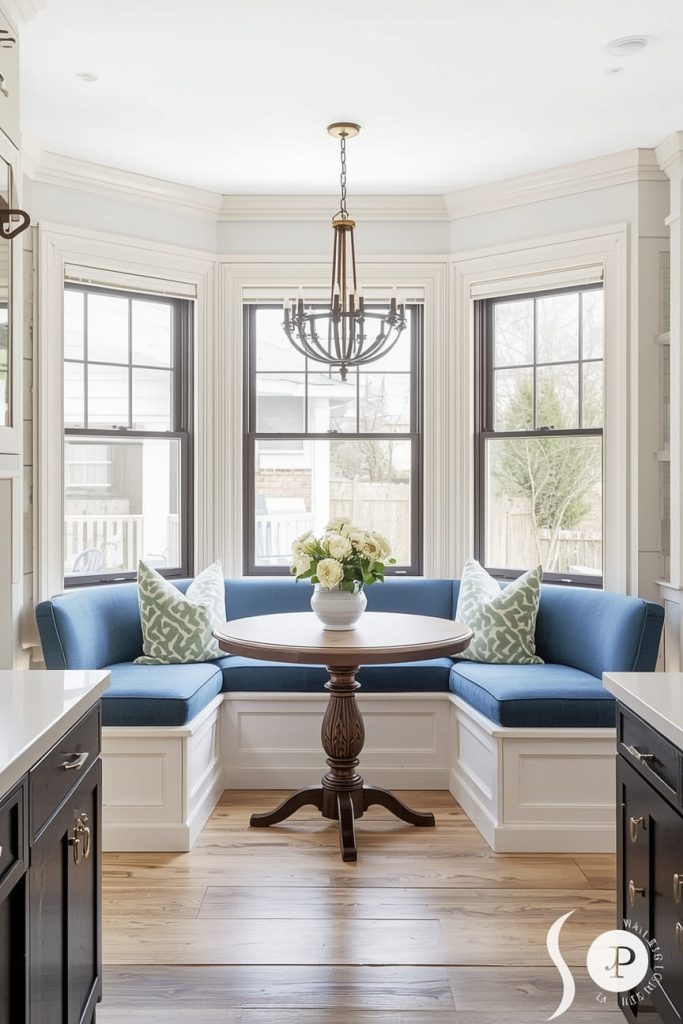Cozy Kitchen Seating Area Centered on a Bay Window