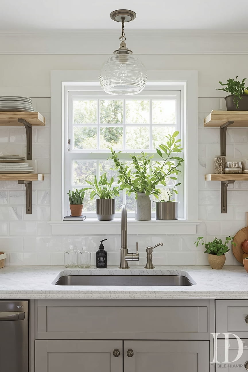 Cozy Low Kitchen Window Seating Area