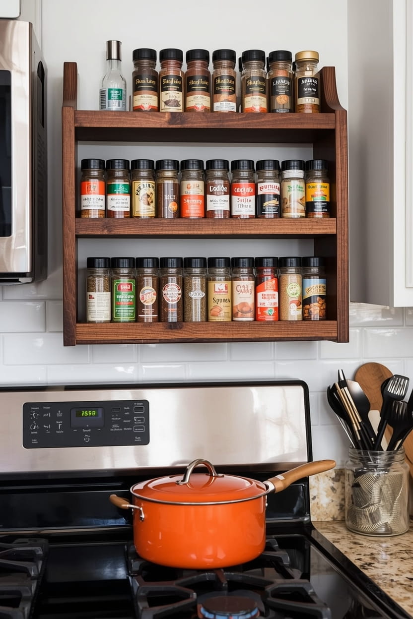 13 DIY Wall Spice Rack Ideas for Small Kitchens